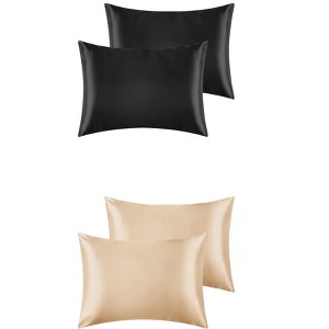 Unique Bargains Hair and Skin Envelope Closure Breathable Satin Pillowcase 4 Pcs - 1 of 4