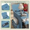 Sapphtopaz Retro End Table with Flip Top & Drawer Sofa Side Table with USB Ports &Cup Holders Multi-functional Table for Living Room,Bedroom - 3 of 4