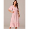 Seta T Women's Boho Ruffle Short Sleeve V Neck Swiss Dots Tiered Midi Dress - 2 of 4