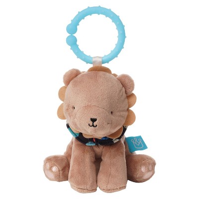 Manhattan Toy Fairytale Lion Plush Baby Travel Toy with Chime, Crinkle Ears and Teether Clip-on Attachment
