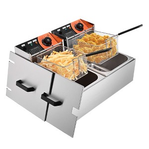 Wechef 24L 5000W Commercial Deep Fryer Electric Countertop Dual Tank Basket Stainless Steel Restaurant Kitchen - 1 of 4