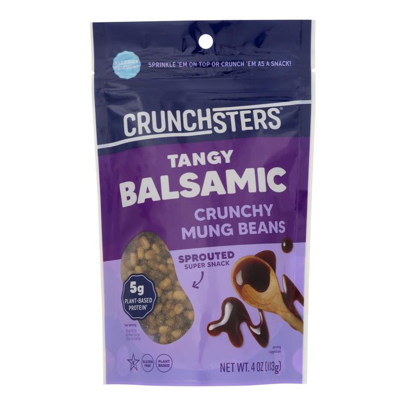 Crunchsters Tangy Balsamic Crunchy Mung Beans Sprouted Super Snack - Case of 6/4 oz, 2 of 6