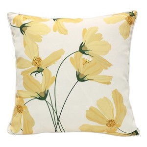 Outdoor Decor by Commonwealth Yellow Cosmos Print Outdoor Pillow Cover 18" x 18" Yellow (Cover Only) - 1 of 4