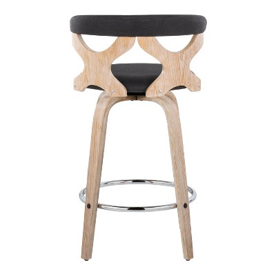 Set of 2 Gardenia Counter Height Barstools - LumiSource: Swivel, Upholstered, Foam-Filled
