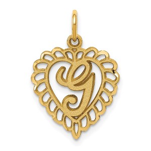 Black Bow Jewelry 14k Yellow Gold, Grace Collection, Satin Heart Initial G Pendant, 15mm - 1 of 4