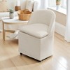 Mshliw Set of 2 Chenille Fabric Dining Chairs with Wing Back, Upholstered Seat, Solid Frame and 360° Swivel Universal Wheels for Dining Room - 2 of 4