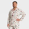 Men's Grinch Print Long Sleeve Shirt and Pants Holiday Matching Family Pajama Set - Cream - 3 of 4