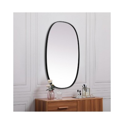 Black Oval Full Length Metal Frame Bathroom Mirror