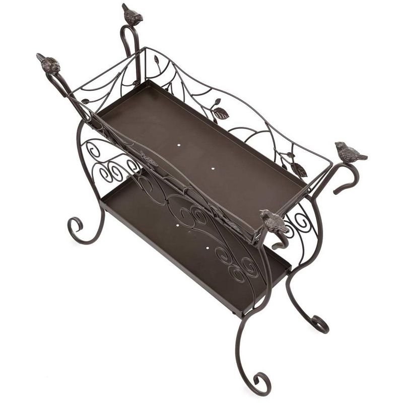 Plow & Hearth Two-Shelf Cast Iron Plant Stand with Birds, 4 of 7