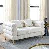 60 Inch 2 Seater Sectional Sofa for Living Room, Modern Curved Sofa with Lumbar Pillows, Teddy Fabric Sofa with Metal Legs-Coolbibila - 2 of 4
