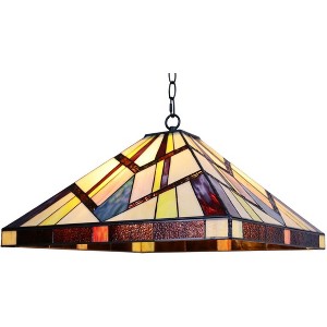 Chloe Lighting Vincent Mission Tiffany-Style Blackish Bronze 2 Light Pendant 18 Inch Wide - 1 of 4