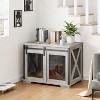 37 Inch Dog Crate Furniture, Indoor Dog Cage with Sliding Barn Door, Flip Top Dog Kennel End Table with Removable Divider, Farmhouse Wooden Pet House - 4 of 4