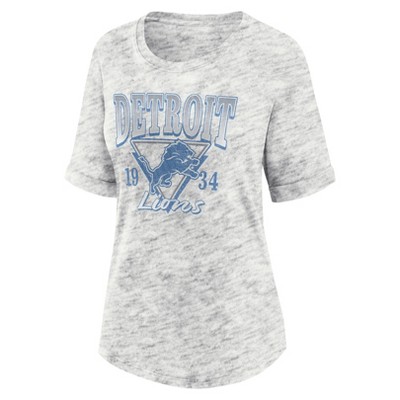 NFL Detroit Lions Women's Oatmeal Heather Rolled Sleeve T-Shirt