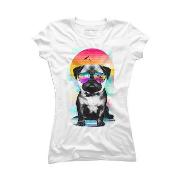 Junior's Design By Humans Summer Pug By clingcling T-Shirt