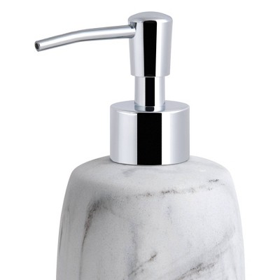 White Marble Resin Lotion Soap Dispenser with Chrome Pump