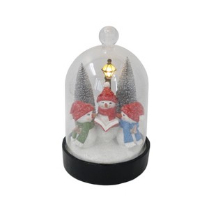 Transpac Light Up Snowmen in Cloche Decorative Figurines Multicolor Battery Operated Indoor Christmas Tabletop Decor - 1 of 1