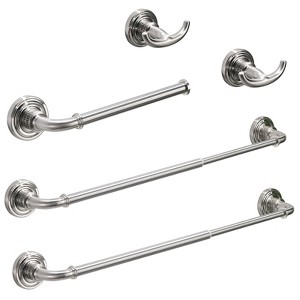 ChicFurnit Bathroom Towel Holder Brushed Nickel 4 Piece Set for Contemporary Bathroom Design, Silver, 17.6"*9.4"*3.2" - 1 of 4