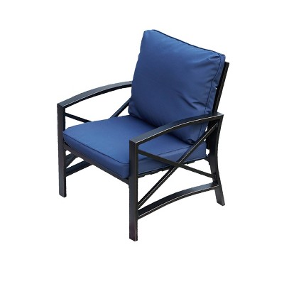 5-Piece Blue Metal Patio Conversation Set with Cushions