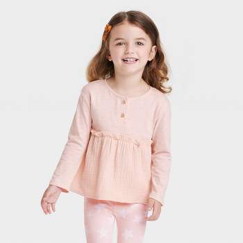 Grayson Collective Toddler Girls' Gauze Henley Long Sleeve Top - Pink