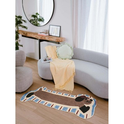Lany Space Irregular Shaped Dachshund Runner Rug, 2'x5'