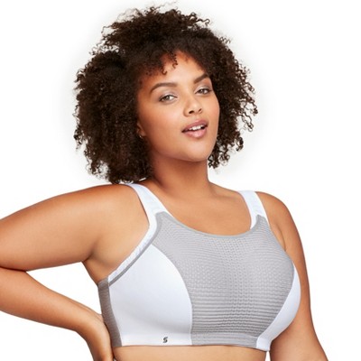 Glamorise Womens Custom Control Sports Wirefree Bra 1166 White/Gray 34C