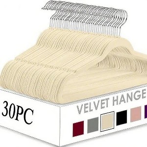 Racxily 30 Pack New Premium Quality Velvet Hangers Ultra Thin Non Slip Adult Felt Space Saving Hangers for Closet, 360¡ã Swivel Hook Hold - 1 of 2