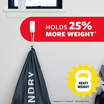 Extra Large White Plastic Adhesive Wall Hooks, 10lb Capacity