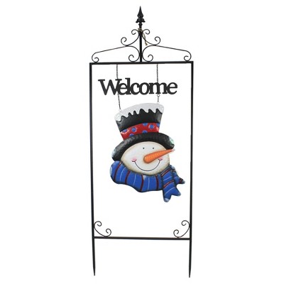 Christmas 50.5" 59" Welcome Snowman Sign Yard Landscape Decor Poke Christmas  -  Freestanding Signs