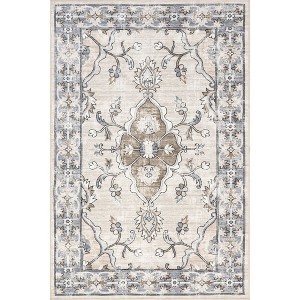Nuloom Adair Traditional Floral Pet Friendly Machine Washable Area Rug, 4' x 6', Grey - 1 of 4