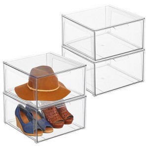 mDesign Plastic Stacking Closet Storage Organizer Bin with Pull Drawer - 1 of 4