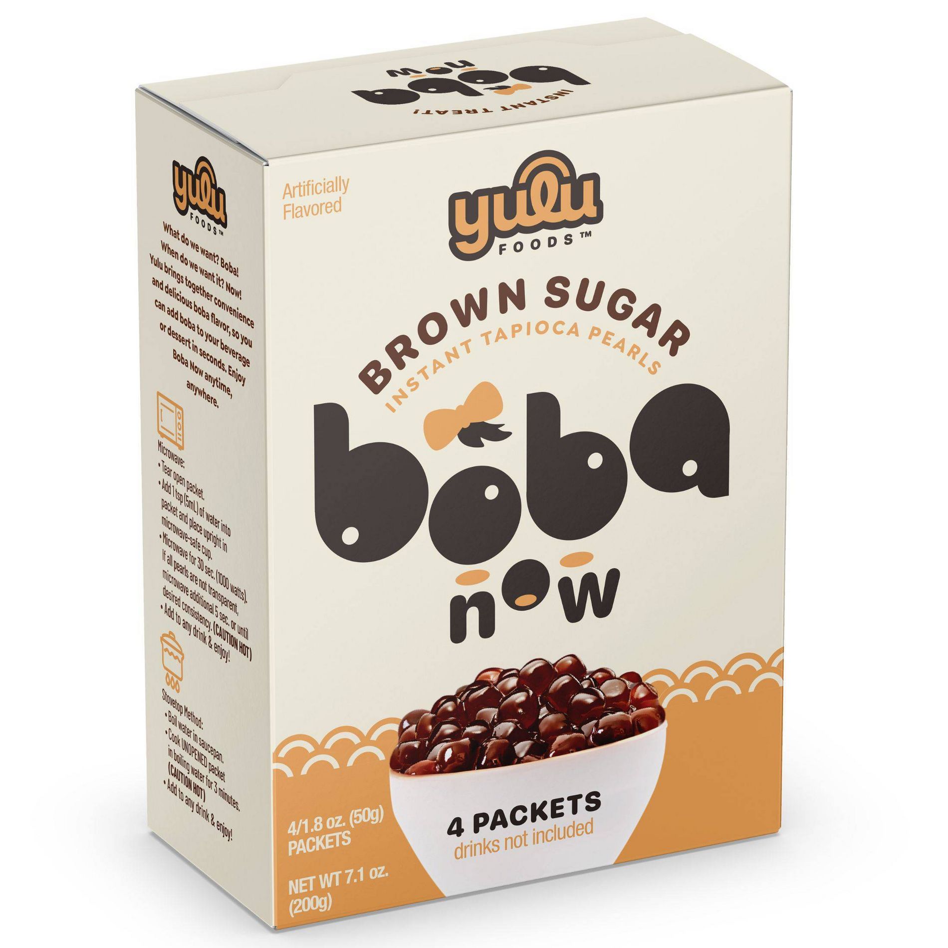 Yulu Boba Now Brown Sugar Instant Tapioca Pearls Packets - 7.1oz/4ct