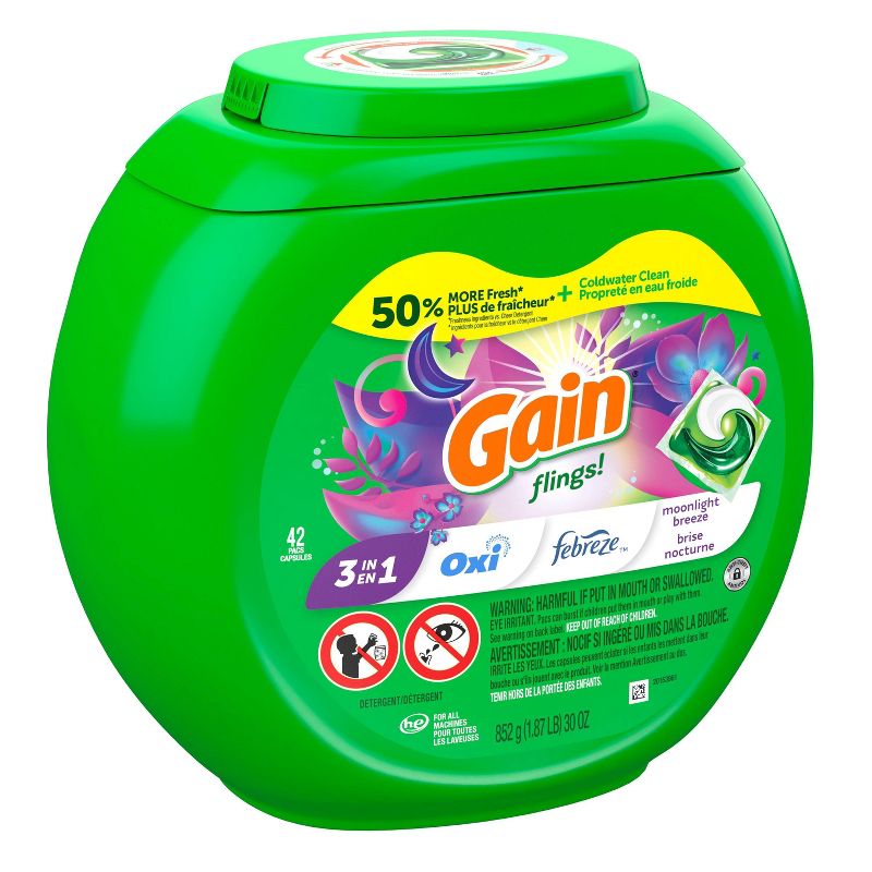 Gain flings! Liquid Laundry Detergent Pacs - Moonlight Breeze, 5 of 17