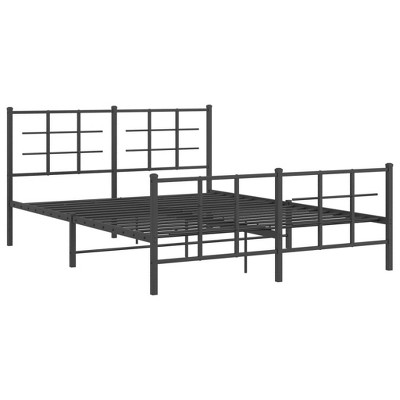vidaXL Metal Bed Frame - Black 59.1"x78.7" with Headboard/Footboard - Durable Steel Construction