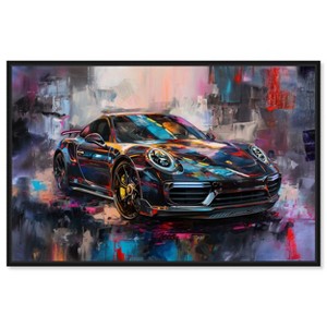 Art Remedy Porsche's Vibrant Lux Car Paintings Framed - 1 of 4