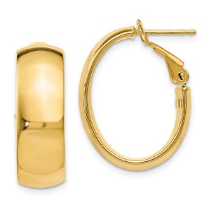 Black Bow Jewelry 7.5mm Polished 14k Yellow Gold Oval Hoop Earrings, 23mm (15/16 Inch) - 1 of 4