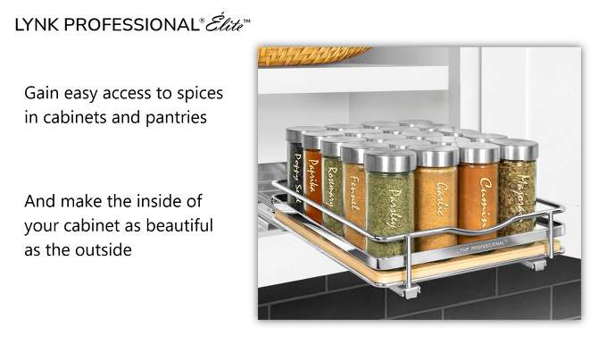 Lynk Professional Slide Out Vertical 8.25&#34; Single Metal/Wood Spice Rack Silver, 2 of 7, play video