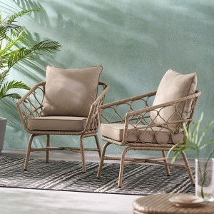 Set of 2 Modern Moonstone Chair for outside living room-Christopher Knight Home - 1 of 4