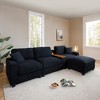 GDFStudio Rei Modern 120.3" 5-Seater L-Shaped Linen Upholstery Sectional Sofa with 360° Swivel Tray and Storage Ottoman - 2 of 4