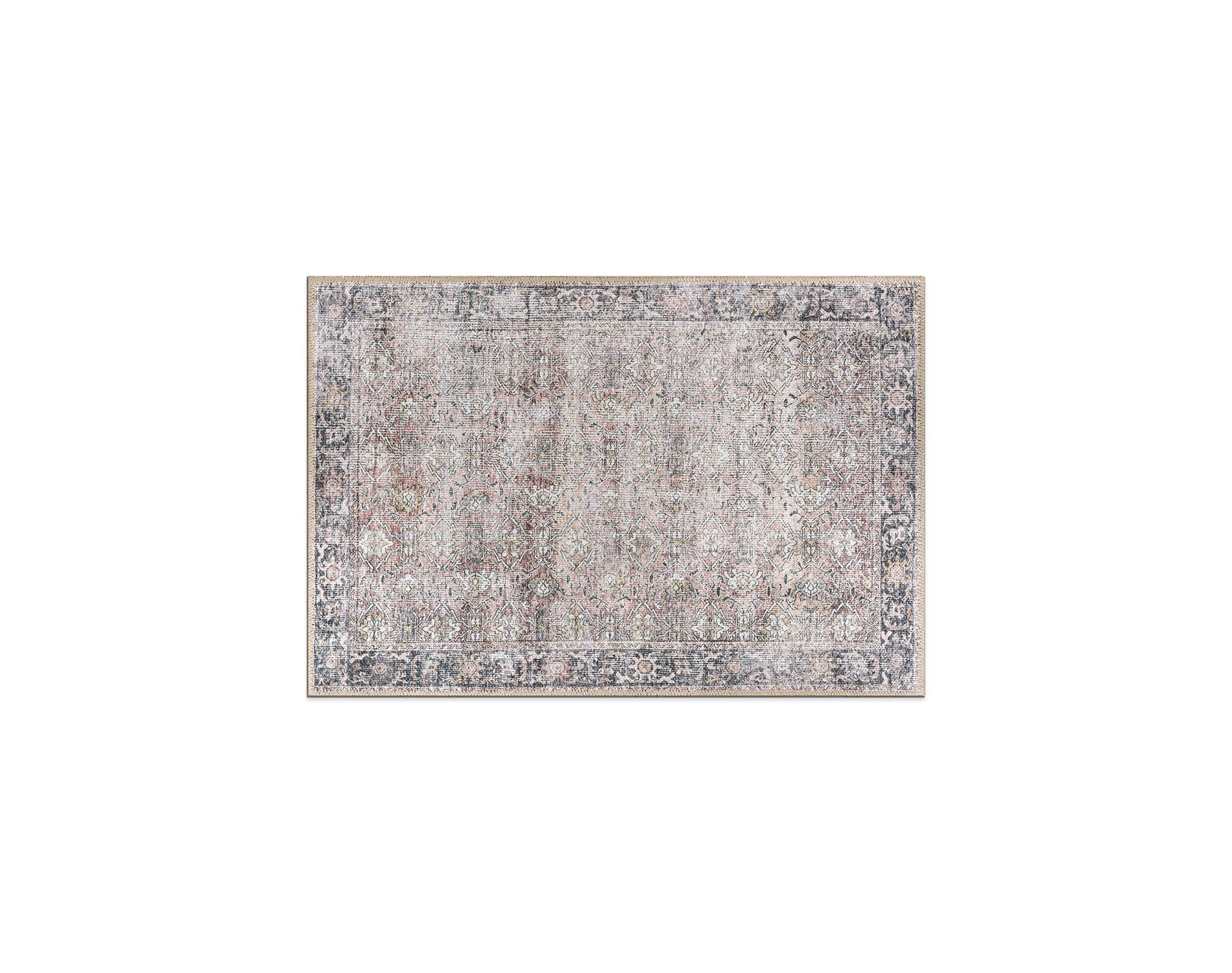 World Rug Gallery Vintage Distressed Machine Washable Non Slip Indoor Door Mat - OLIVE 2'x3':  Flat Pile,  Stain-Resistant