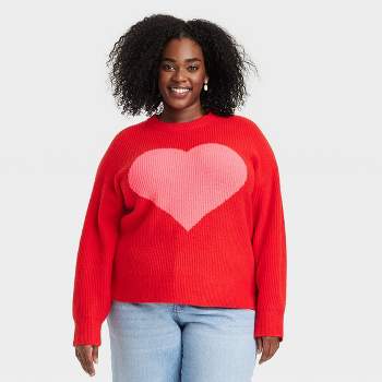 Women's Crewneck Pullover Valentines Day Sweater - A New Day™ 