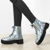 Allegra K Women's Round Toe Platform Lace Up Colorful Combat Ankle Boots - 2 of 4