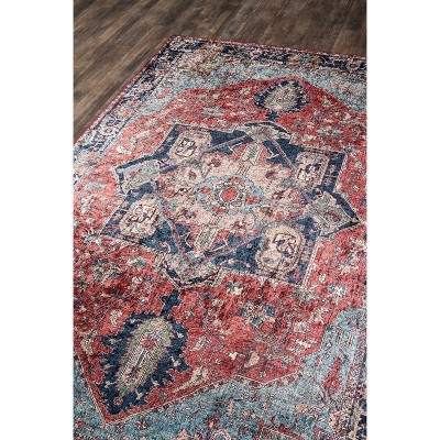 Blue Rectangular 6' x 9' Wool and Synthetic Area Rug