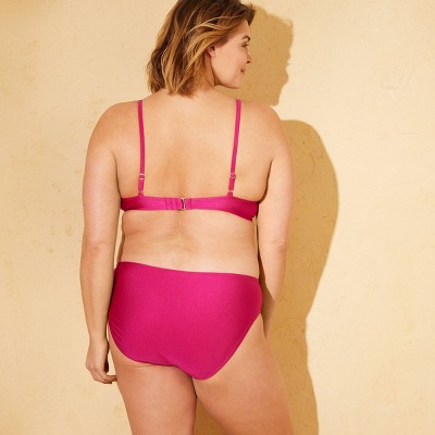 Shade & Shore Women's High Shine Mid Rise Full Coverage Bikini Bottom - Shade & Shore™ Pink M — фото 5