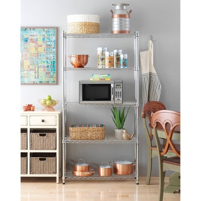Supreme Chrome 5-Tier Adjustable Heavy-Duty Steel Shelving Unit