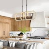 LNC Creamy 5-Lights 30" Shabby Chic Rectangle Kitchen Island Pendant  Lights, Off-White Wood and Distressed Black - 4 of 4