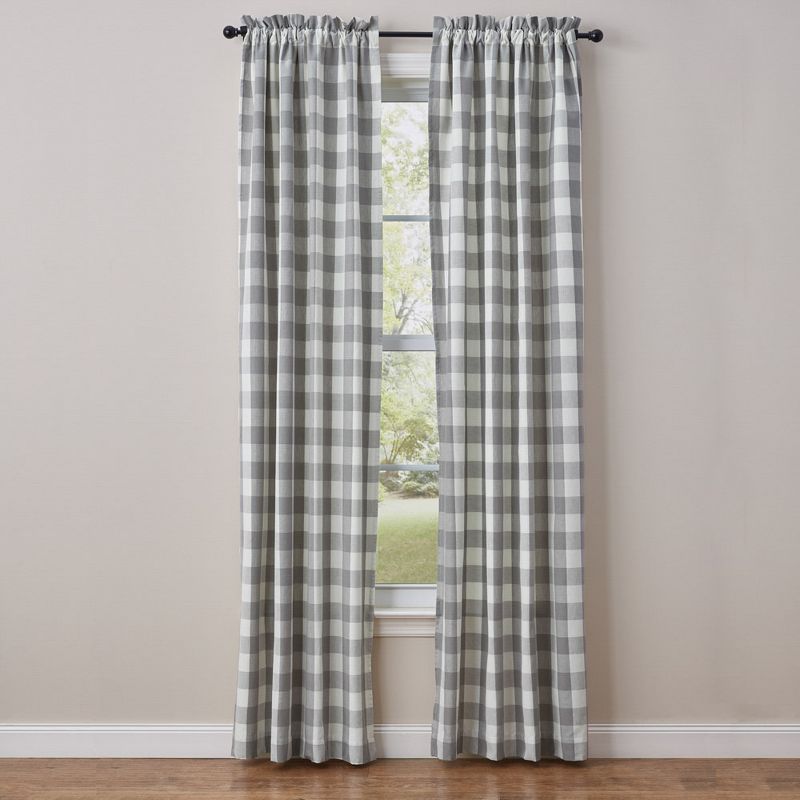 Park Designs Grey Buffalo Check Lined Panel Pair 72x84, 1 of 7