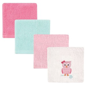 Luvable Friends Baby Girl Super Soft Cotton Washcloths, Owl, One Size - 1 of 1