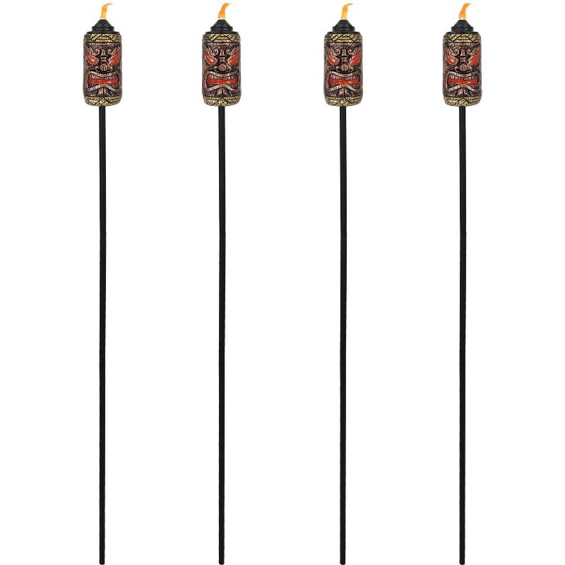 Sunnydaze Outdoor 3-in-1 Adjustable Height Tiki Face Patio and Lawn Torch Light Set, 5 of 12