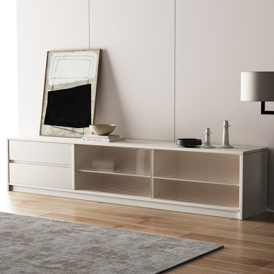 Luck Live Modern TV Stand for  Tvs up to 100" Media Centerw/ Drawer & Off-white