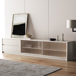Luck Live Modern TV Stand for  Tvs up to 100" Media Centerw/ Drawer & Off-white - 1 of 4